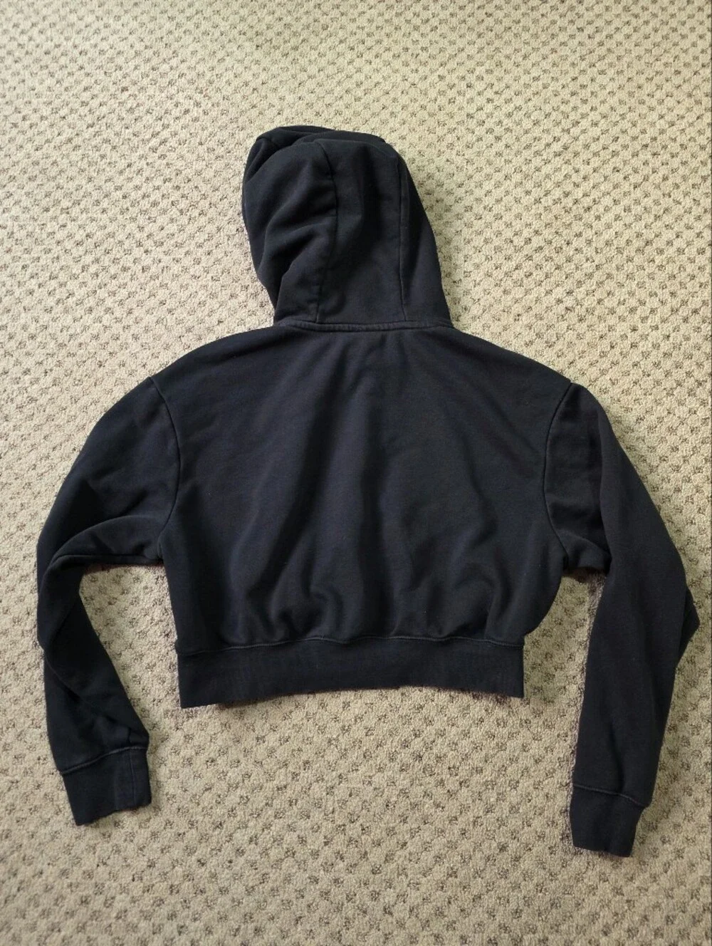 Nike Black Cropped Hoodie with White Logo